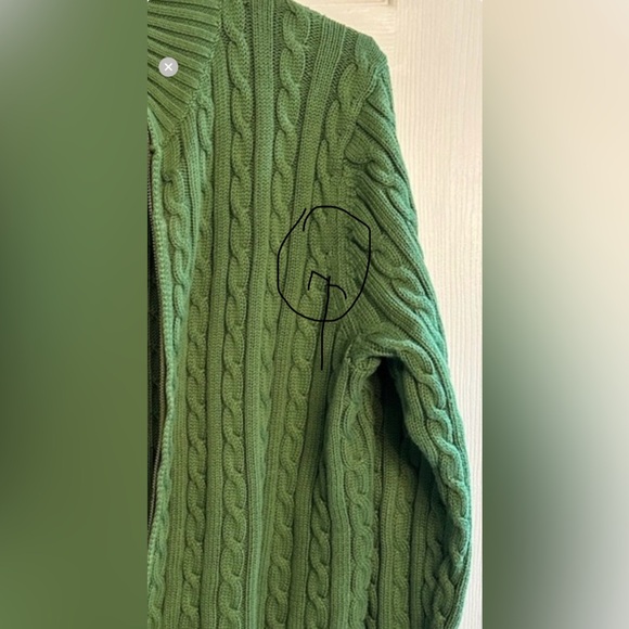 L.L. Bean Men's Green Cable Knit Sweater Ptp 20 - Picture 3 of 9